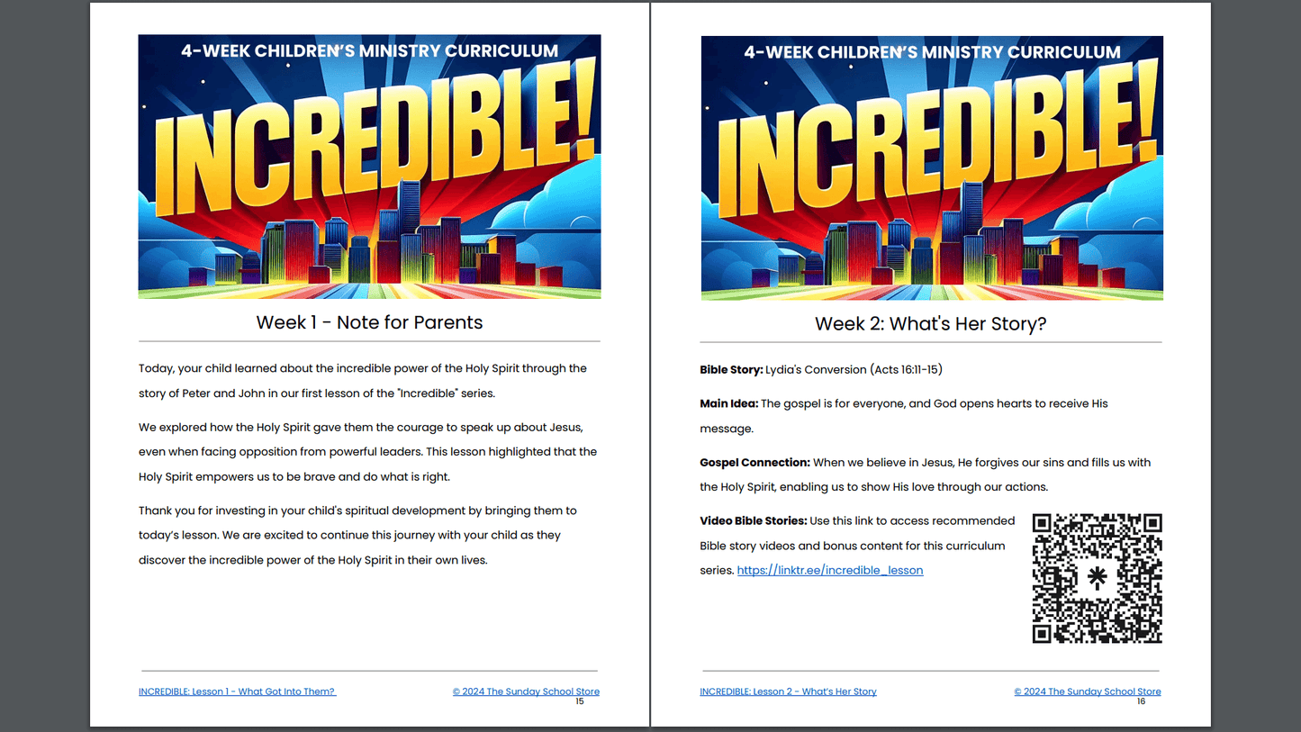 Incredible: 4-Lesson Sunday School Curriculum for Children's Ministry
