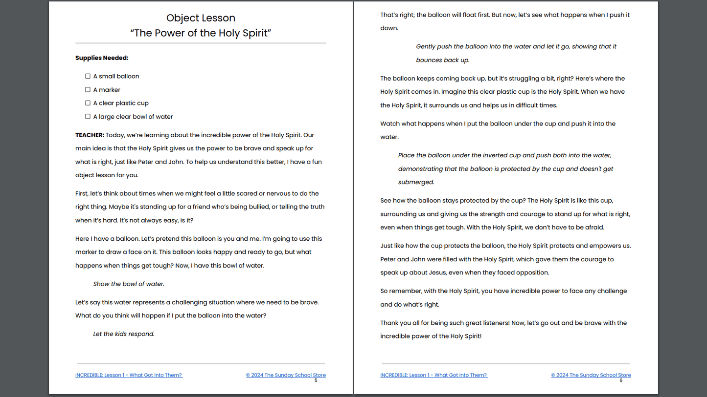 Incredible: 4-Lesson Sunday School Curriculum for Children's Ministry