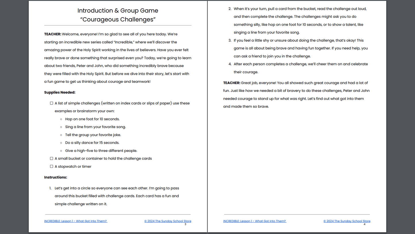 Incredible: 4-Lesson Sunday School Curriculum for Children's Ministry