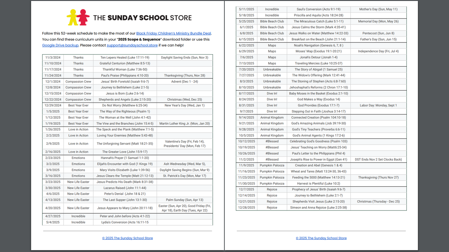 ENDS 2/21/2025 ⚠️ 52-Week Sunday School Curriculum Bundle (Ages 6-12)