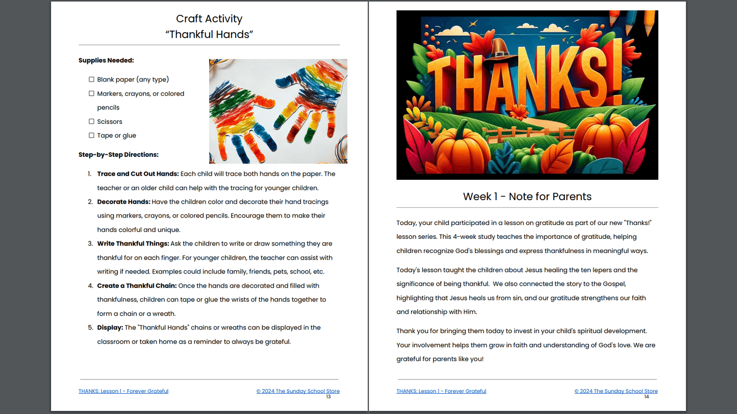 Thanks: 4-Lesson Thanksgiving Sunday School Curriculum for Children's Ministry