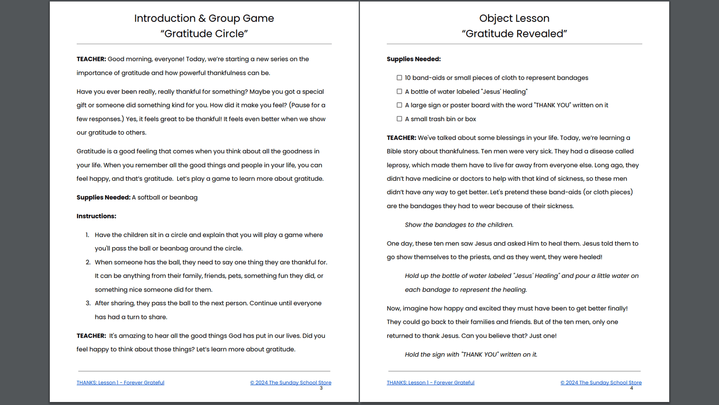Thanks: 4-Lesson Thanksgiving Sunday School Curriculum for Children's Ministry
