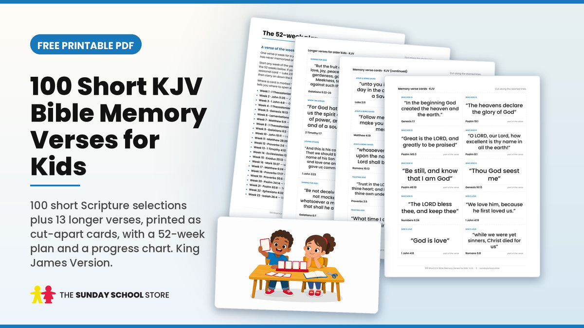 100 Short KJV Bible Memory Verses for Kids - free printable cut-apart cards