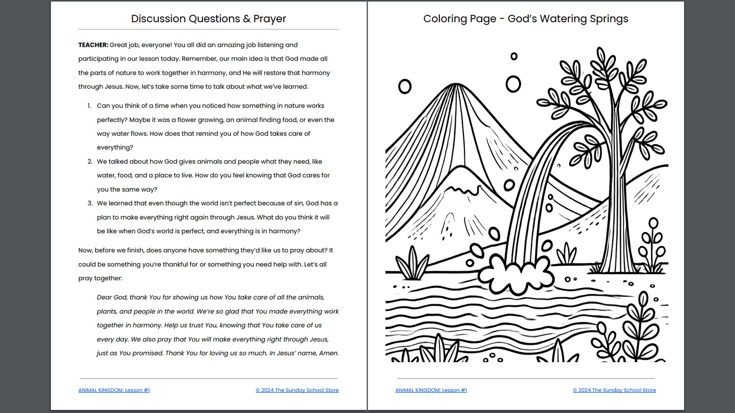 God's Connected Creation (Psalm 104:10-18) Free Sunday School Lesson