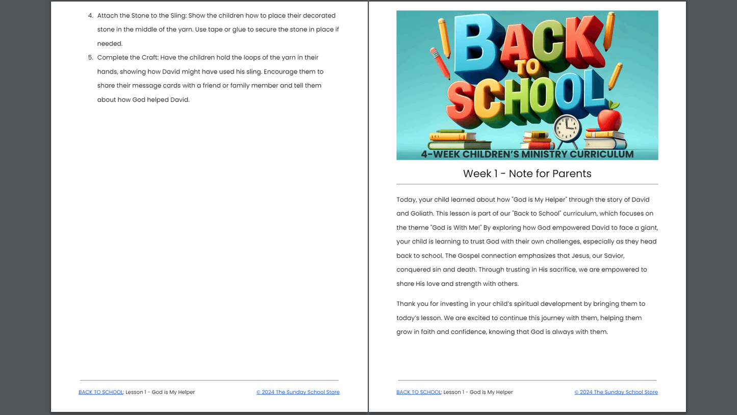 Back To School: 4-Lesson Sunday School Curriculum for Children’s Ministry