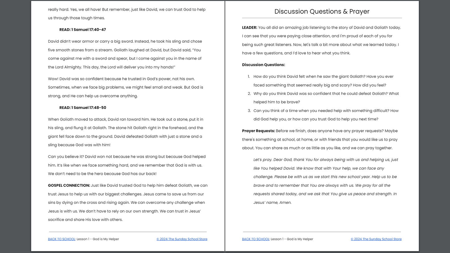 Back To School: 4-Lesson Sunday School Curriculum for Children’s Ministry