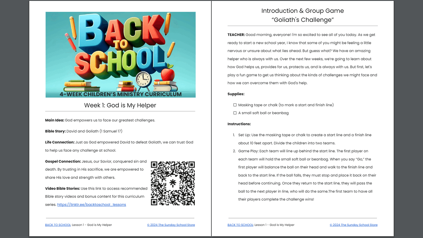 Back To School: 4-Lesson Sunday School Curriculum for Children’s Ministry