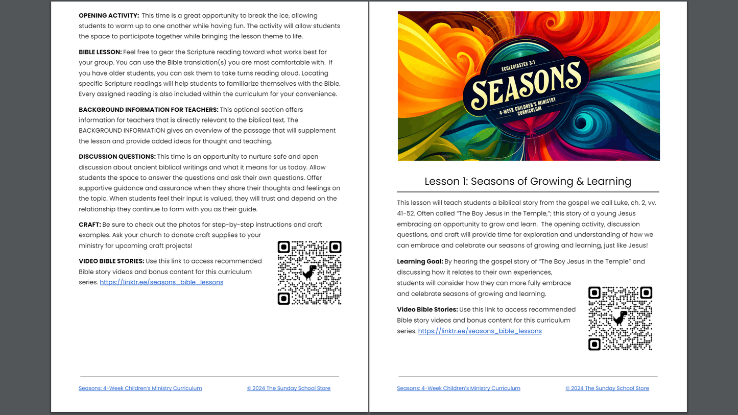Seasons of Faith: 4-Week Sunday School Curriculum for Children’s Ministry