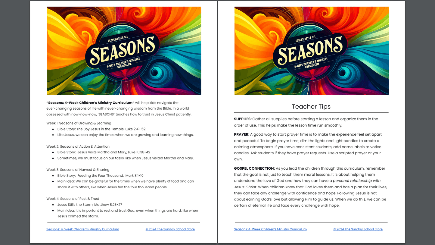 Seasons of Faith: 4-Week Sunday School Curriculum for Children’s Ministry