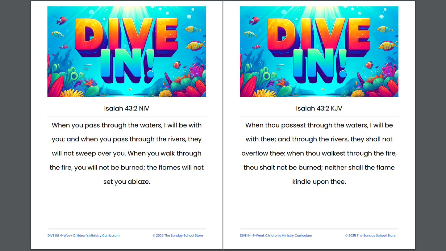 Dive In! 4-Week Children’s Ministry Curriculum (ages 6-12)