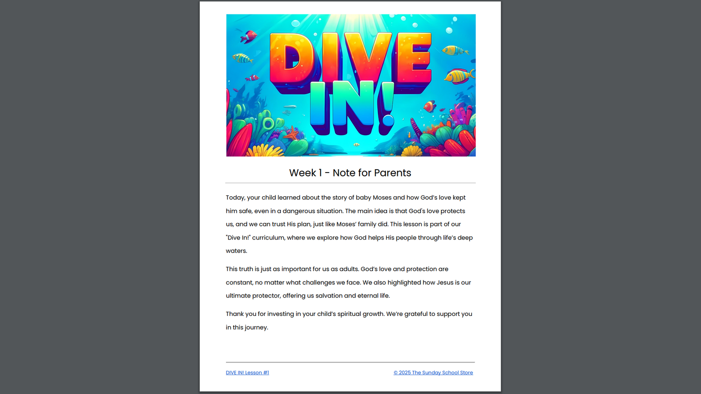 Dive In! 4-Week Children’s Ministry Curriculum (ages 6-12)