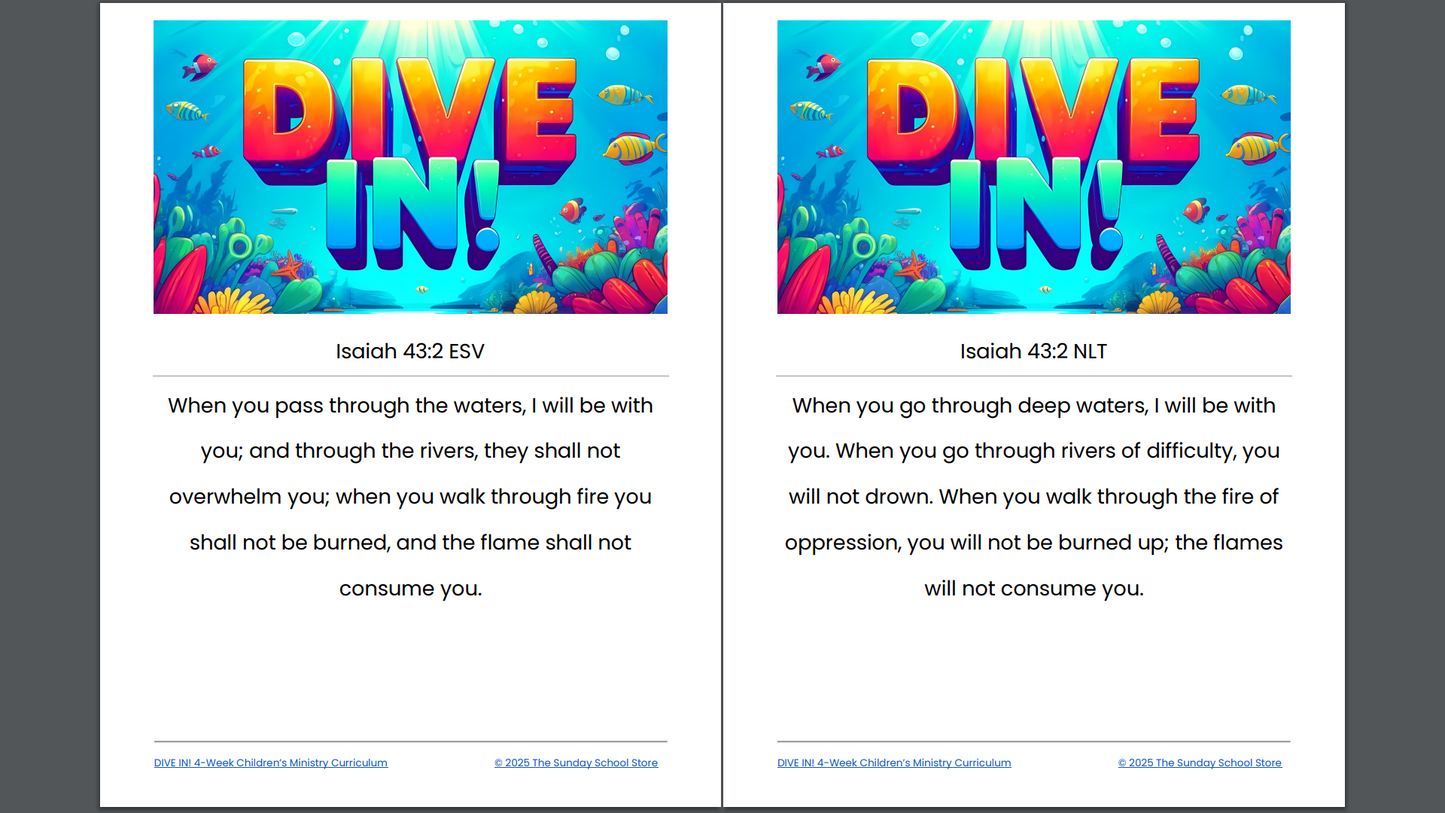 Dive In! 4-Week Children’s Ministry Curriculum (ages 6-12)