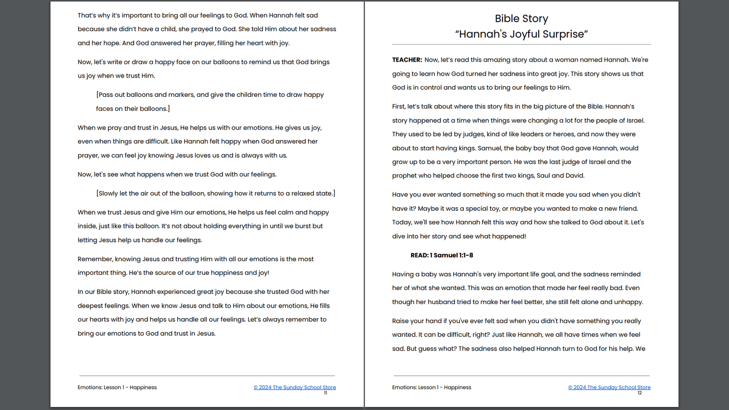 EMOTIONS: 4-Week Sunday School Curriculum for Children's Ministry