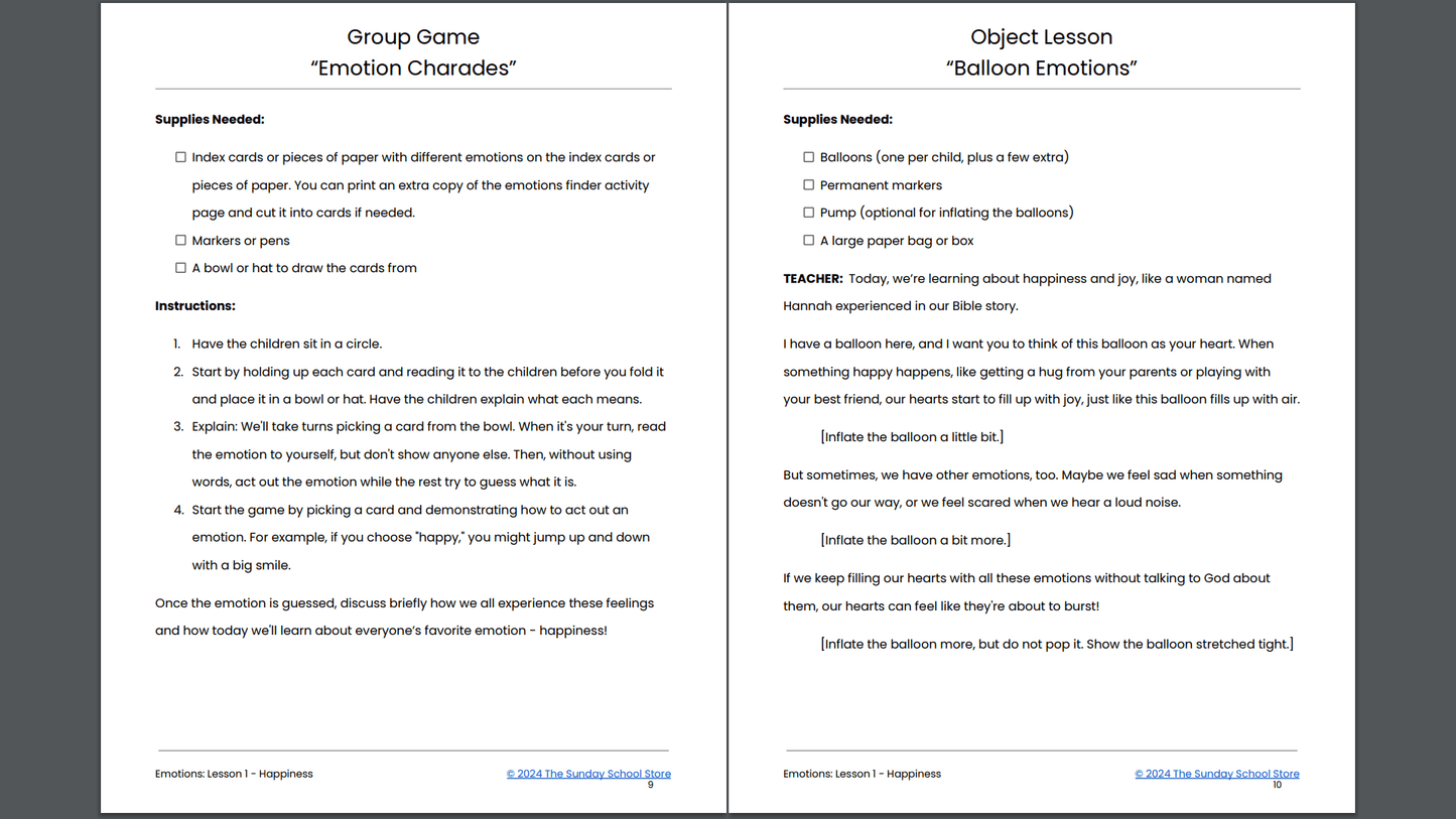 EMOTIONS: 4-Week Sunday School Curriculum for Children's Ministry