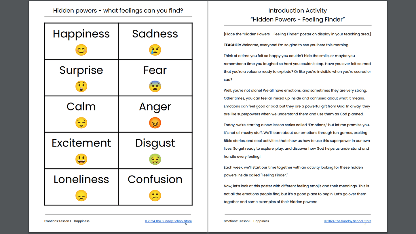 EMOTIONS: 4-Week Sunday School Curriculum for Children's Ministry