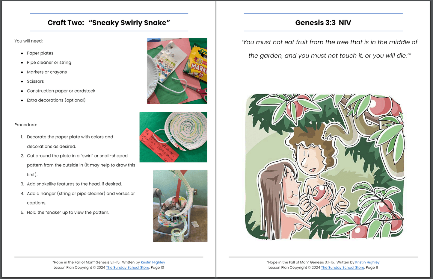 Hope in the Fall of Man (Genesis 3:1-15) Sunday School Lesson & Activities for Kids PDF