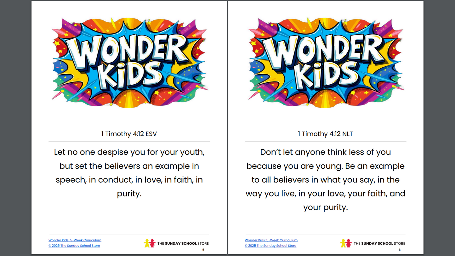 Wonder Kids: 5-Week Children's Ministry Curriculum (ages 6-12)