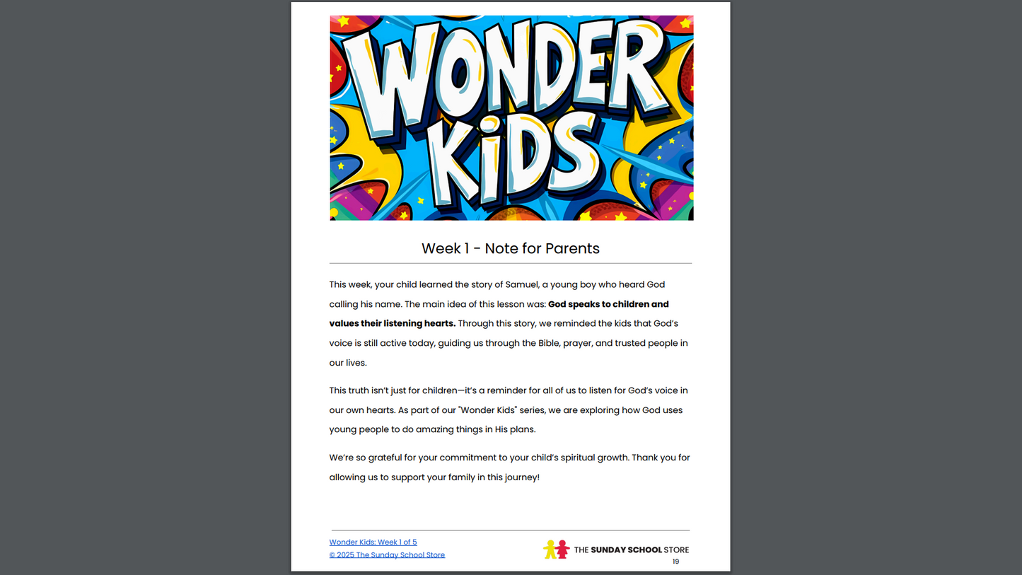 Wonder Kids: 5-Week Children's Ministry Curriculum (ages 6-12)