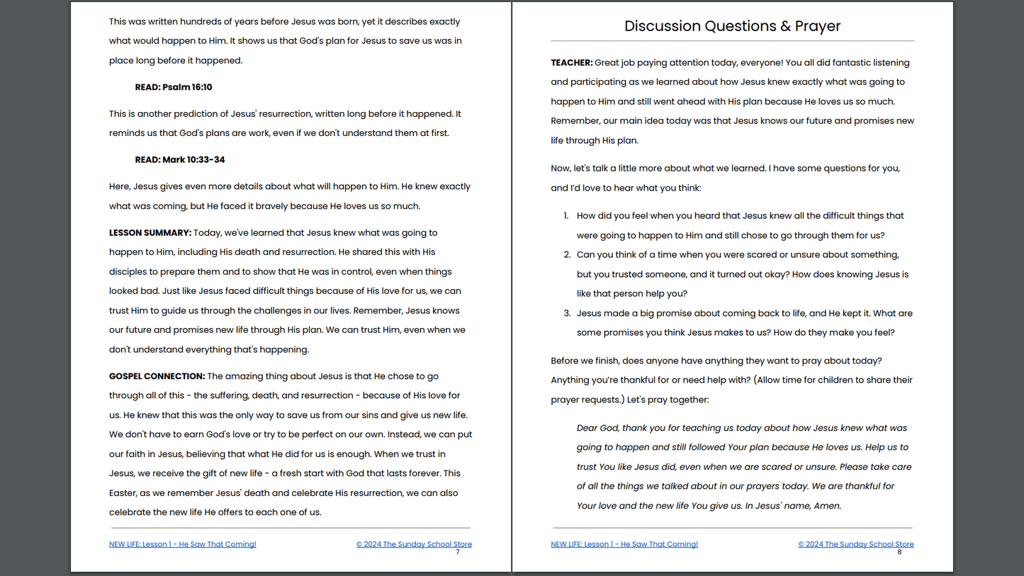 NEW 2025 NEW LIFE: 5-Lesson EASTER Sunday School Curriculum for Children's Ministry