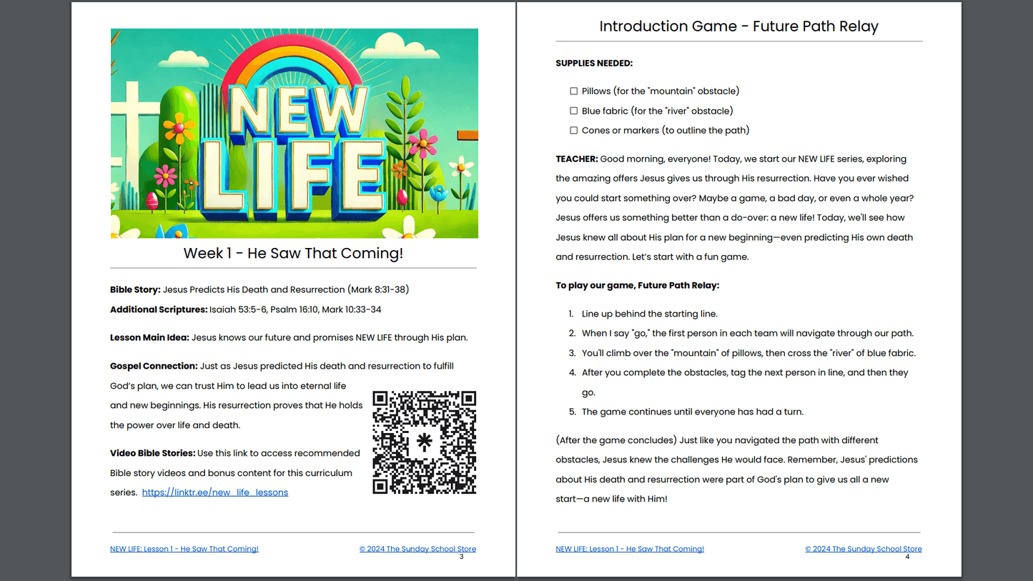 NEW 2025 NEW LIFE: 5-Lesson EASTER Sunday School Curriculum for Children's Ministry