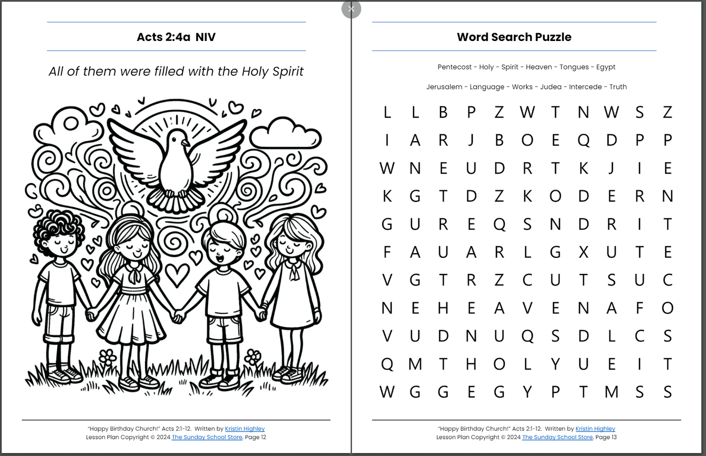 Happy Birthday Church (Acts 2:1-21) Pentecost Sunday School Lesson & Activities
