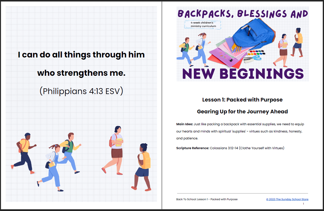 "Back To School: Backpacks, Blessings, and New Beginnings” 4-Week Children's Ministry