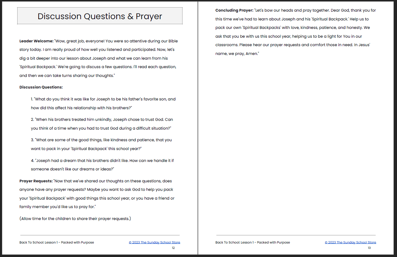 "Back To School: Backpacks, Blessings, and New Beginnings” 4-Week Children's Ministry