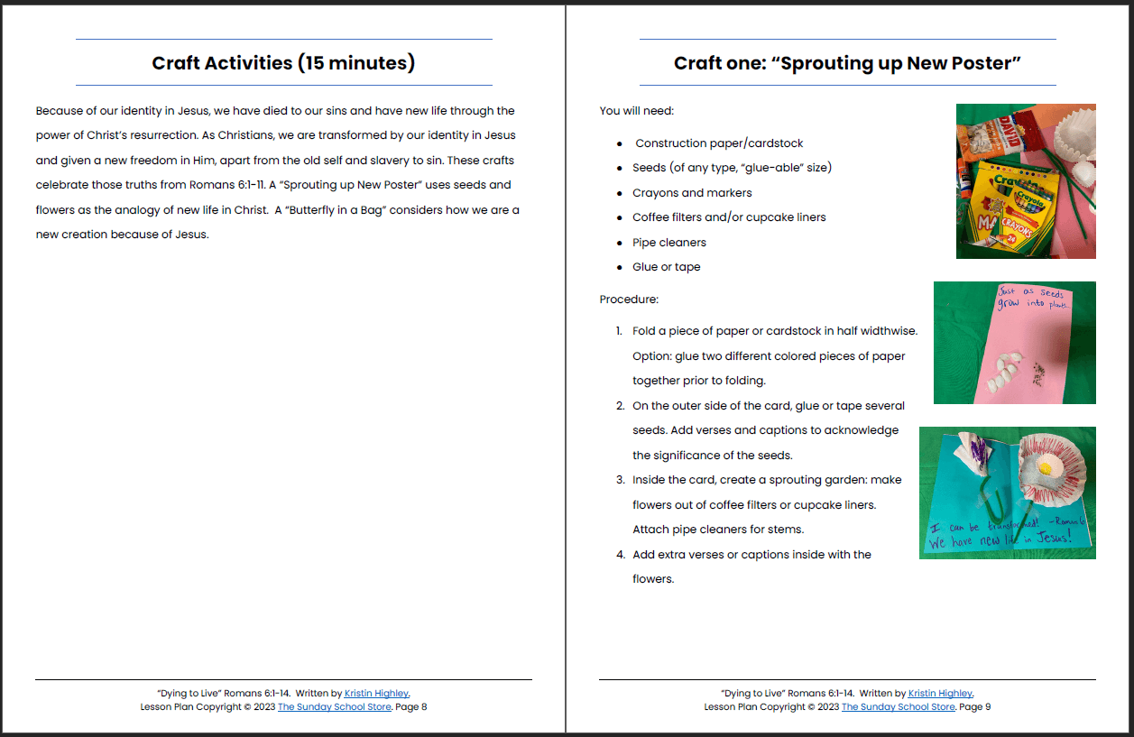 Dying to Sin but Alive in Christ (Romans 6:1-14) Printable Bible Lesson & Sunday School Activities
