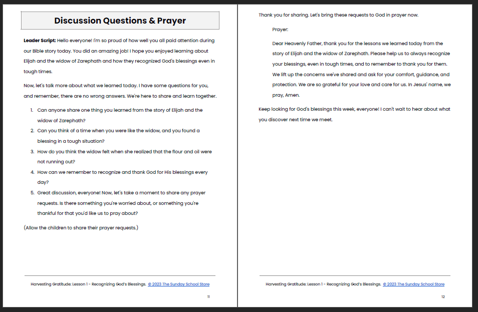 Harvesting Gratitude 4-Lesson Sunday School Curriculum for Kids