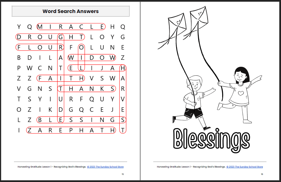 Harvesting Gratitude 4-Lesson Sunday School Curriculum for Kids