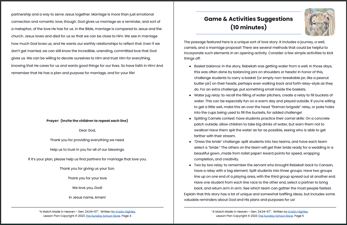Isaac and Rebekah (Genesis 24) Printable Bible Lesson & Sunday School Activities