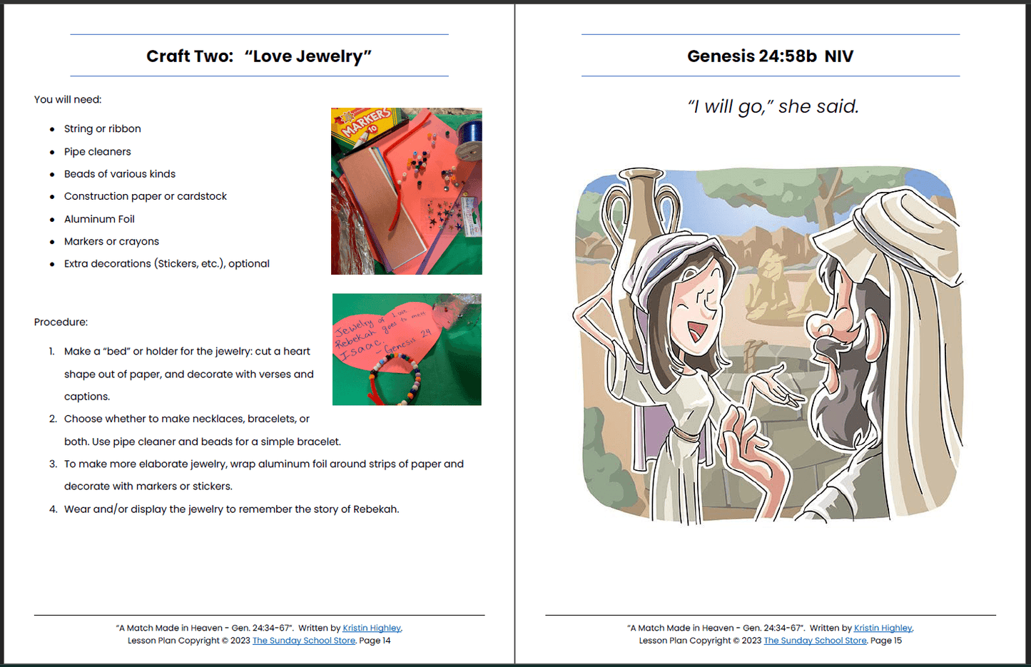 Isaac and Rebekah (Genesis 24) Printable Bible Lesson & Sunday School Activities