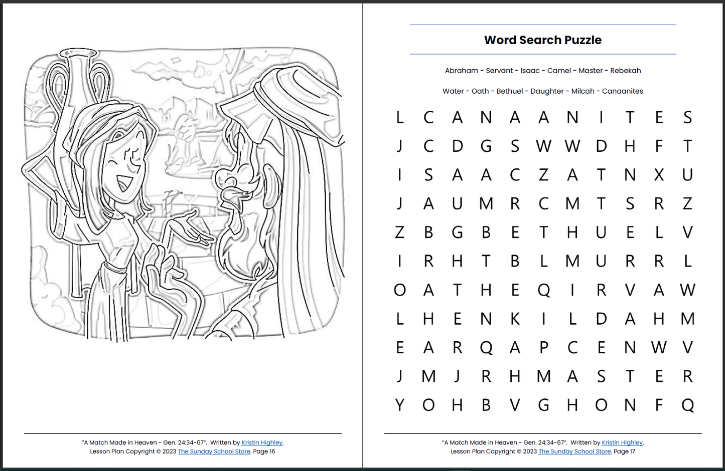 Isaac and Rebekah (Genesis 24) Printable Bible Lesson & Sunday School Activities
