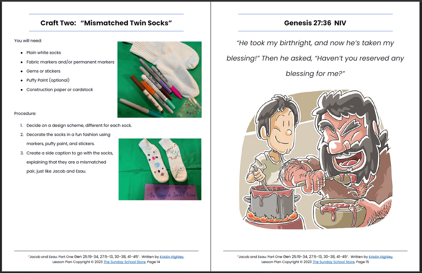 Jacob Tricks Esau (Genesis 25, 27) Printable Bible Lesson & Sunday School Activities