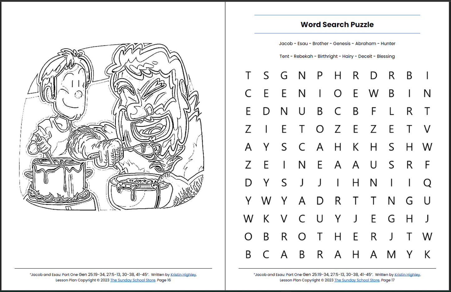 Jacob Tricks Esau (Genesis 25, 27) Printable Bible Lesson & Sunday School Activities