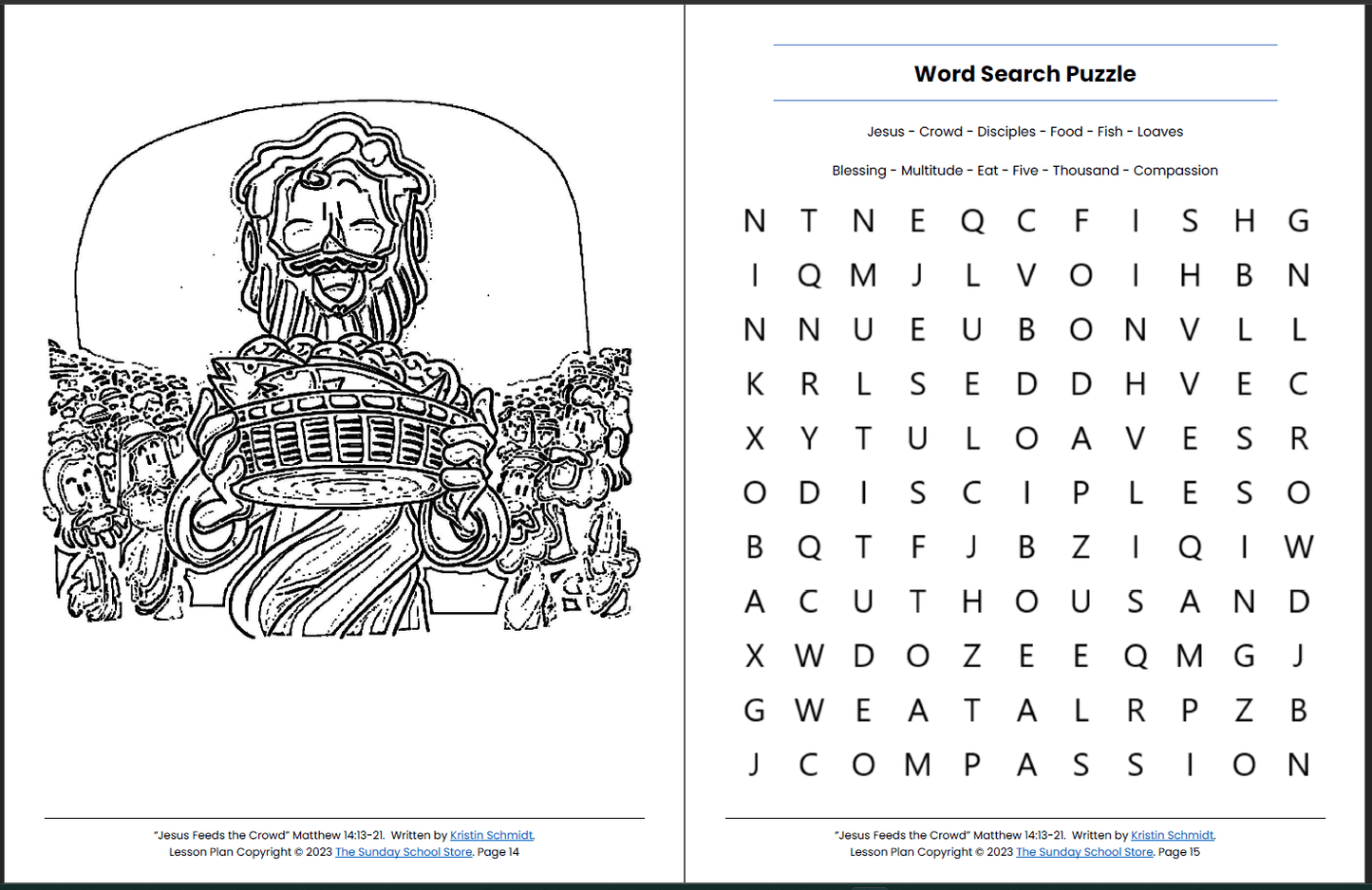 Jesus Feeds the Five Thousand (Matthew 14:13-21) Printable Bible Lesson & Sunday School Activities