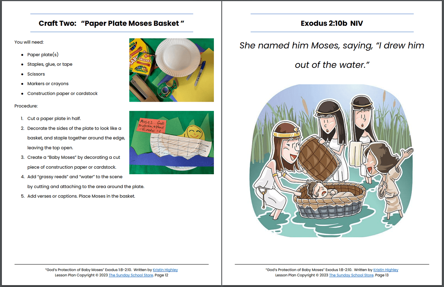 God's Protection of Baby Moses (Exodus 1:8-2:10) Printable Bible Lesson & Sunday School Activities