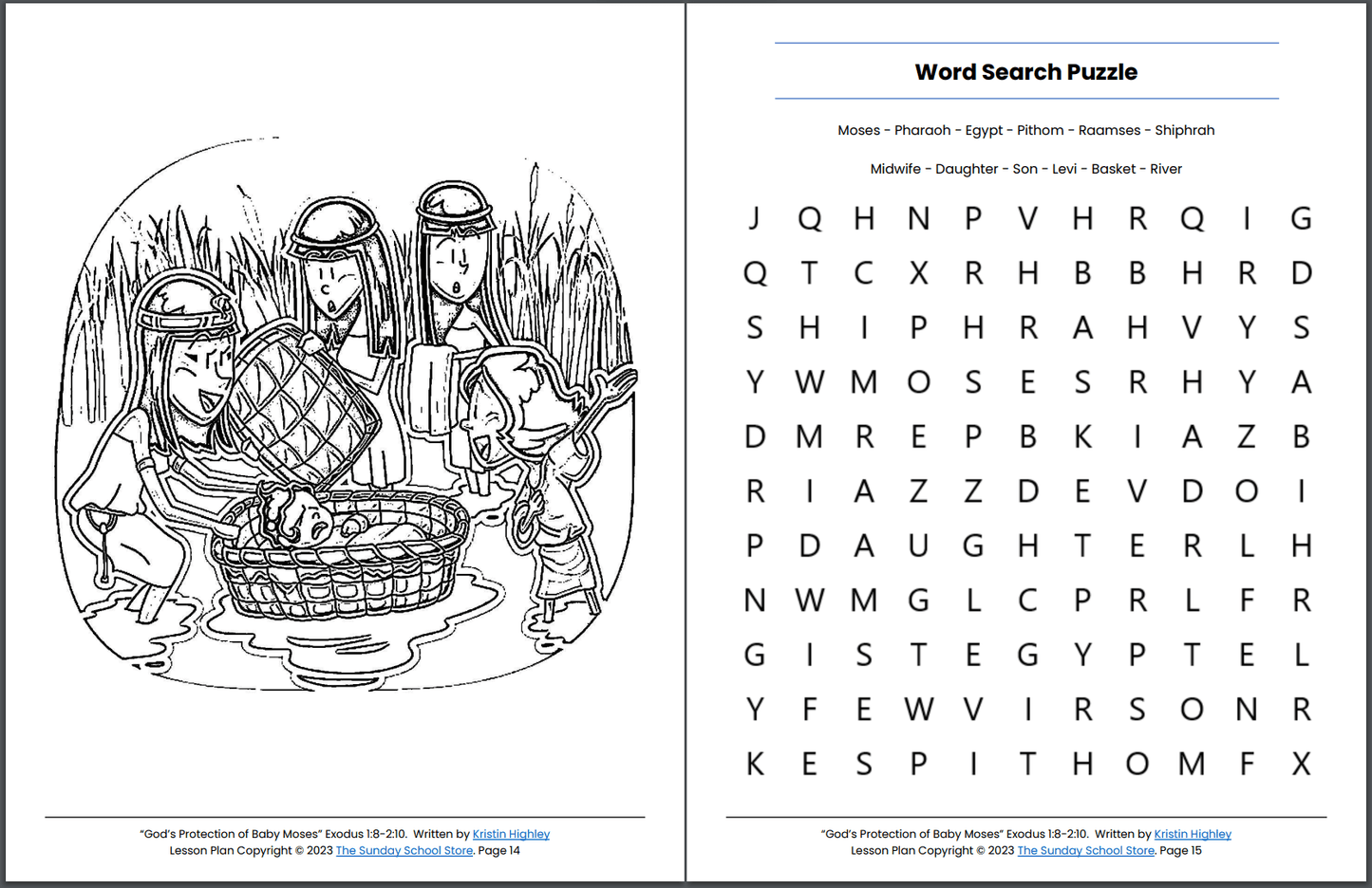 God's Protection of Baby Moses (Exodus 1:8-2:10) Printable Bible Lesson & Sunday School Activities