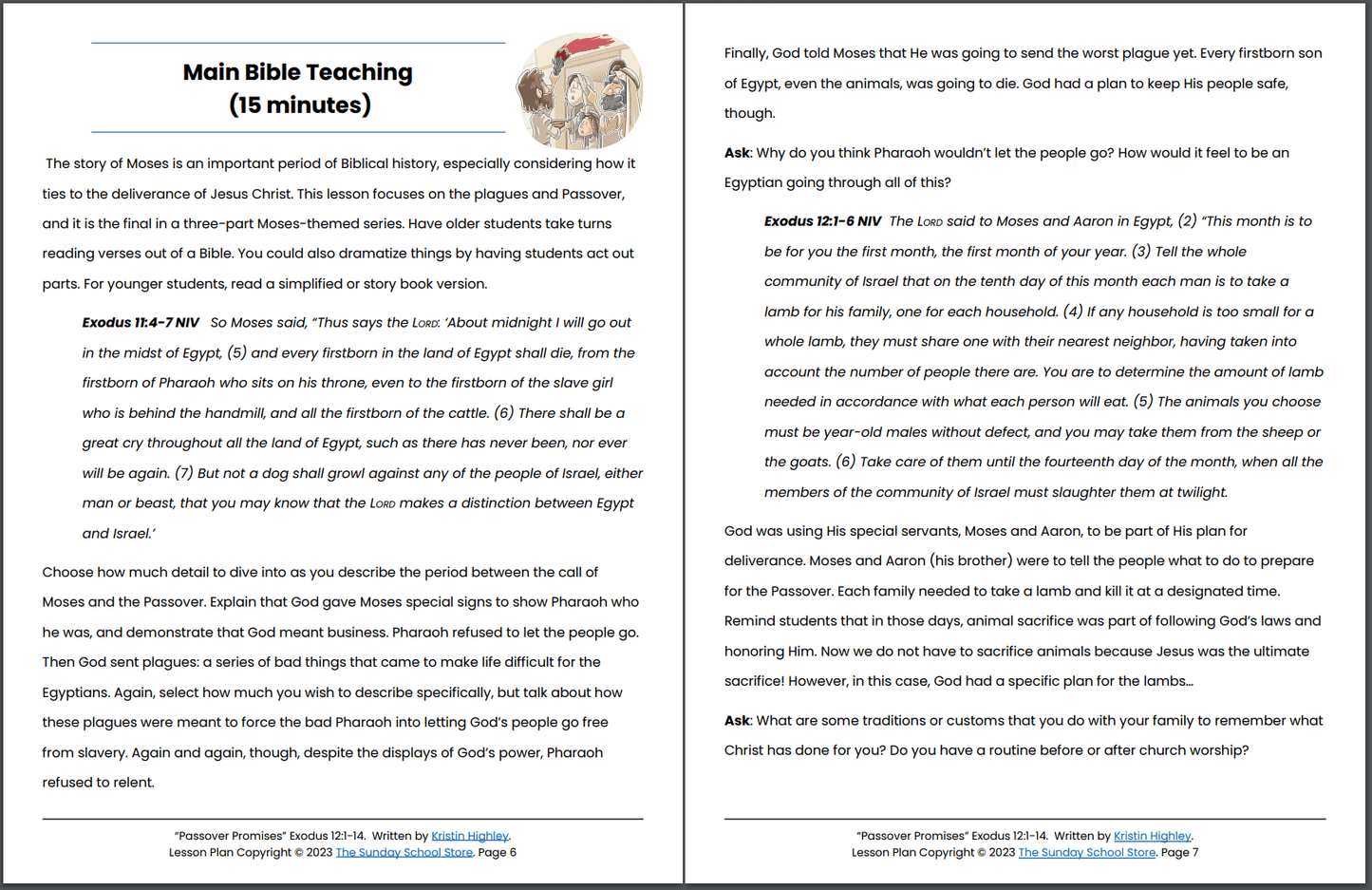 Passover Promises (Exodus 12:1-14) Printable Bible Lesson & Sunday School Activities