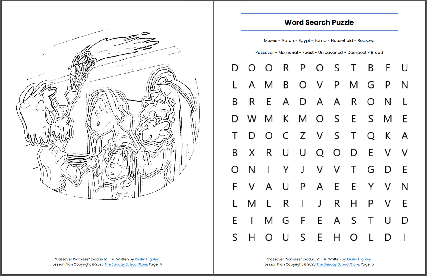 Passover Promises (Exodus 12:1-14) Printable Bible Lesson & Sunday School Activities