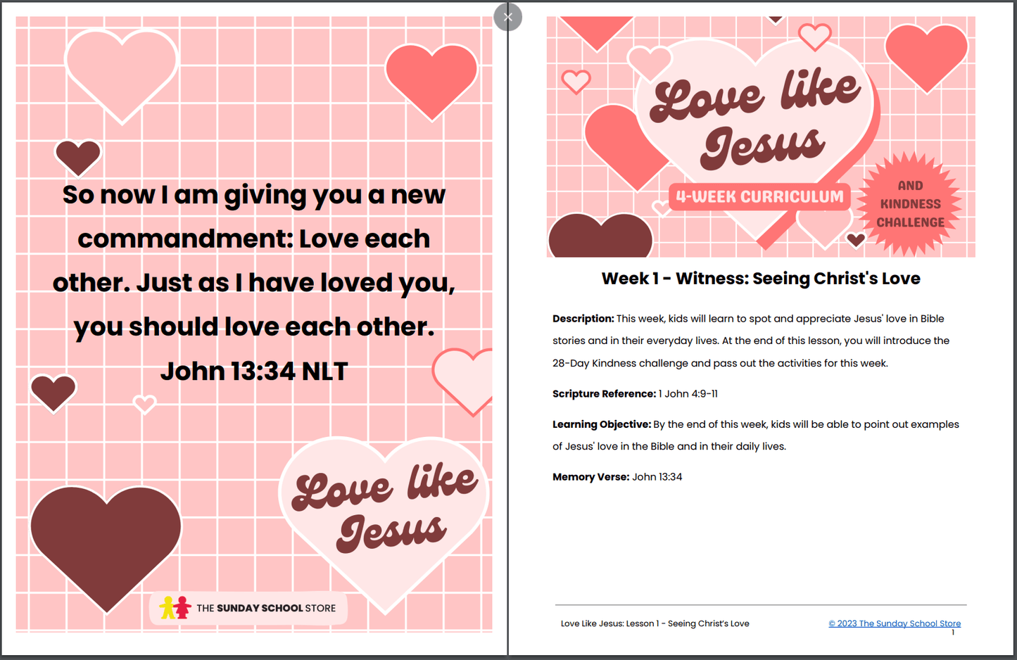 Love Like Jesus 💖 4-Lesson Sunday School Curriculum for Kids & 28-Day Kindness Challenge