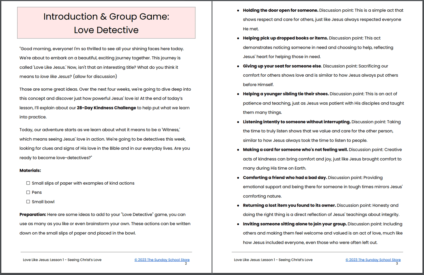 Love Like Jesus 💖 4-Lesson Sunday School Curriculum for Kids & 28-Day Kindness Challenge