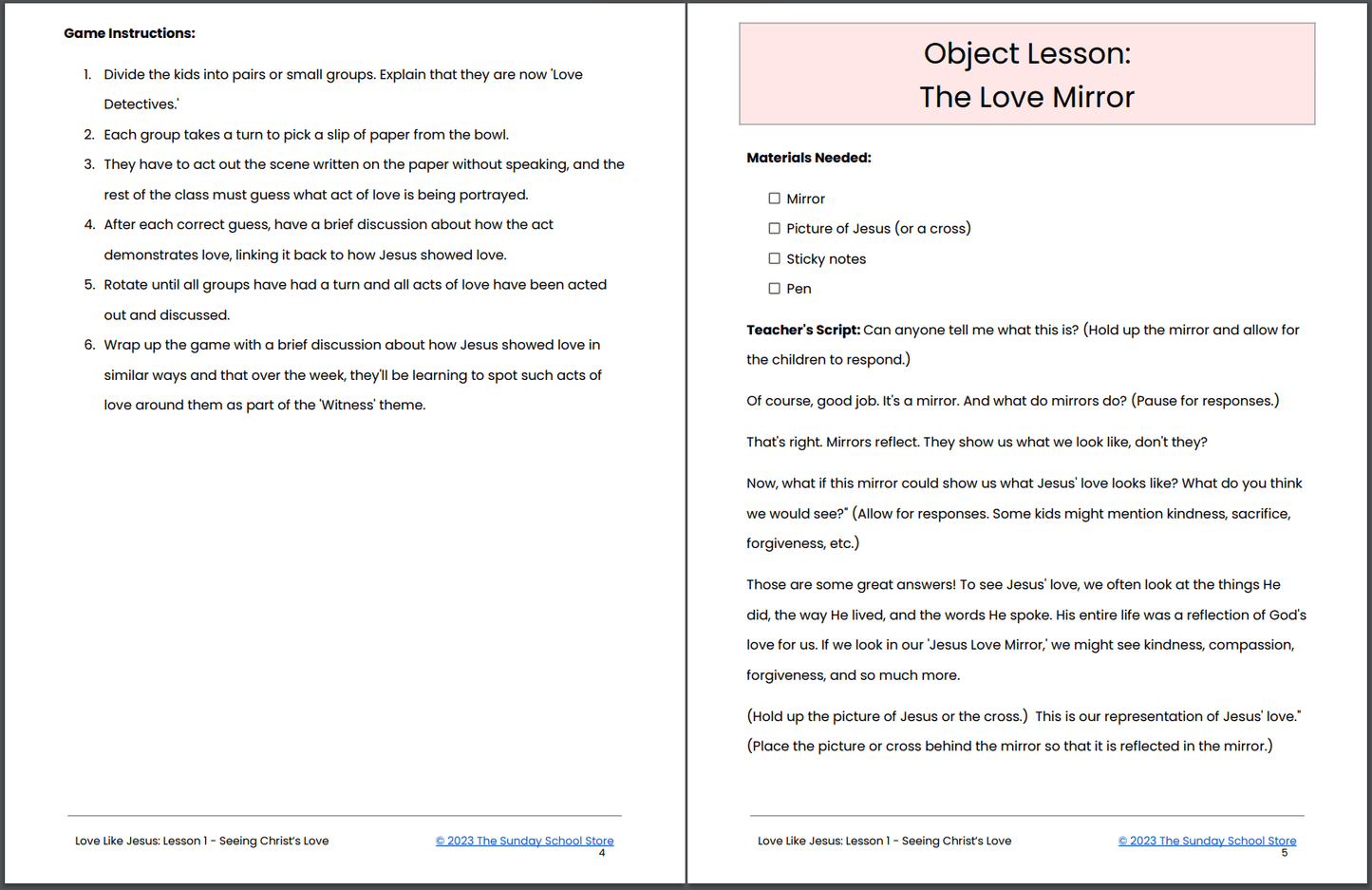 Love Like Jesus 💖 4-Lesson Sunday School Curriculum for Kids & 28-Day Kindness Challenge