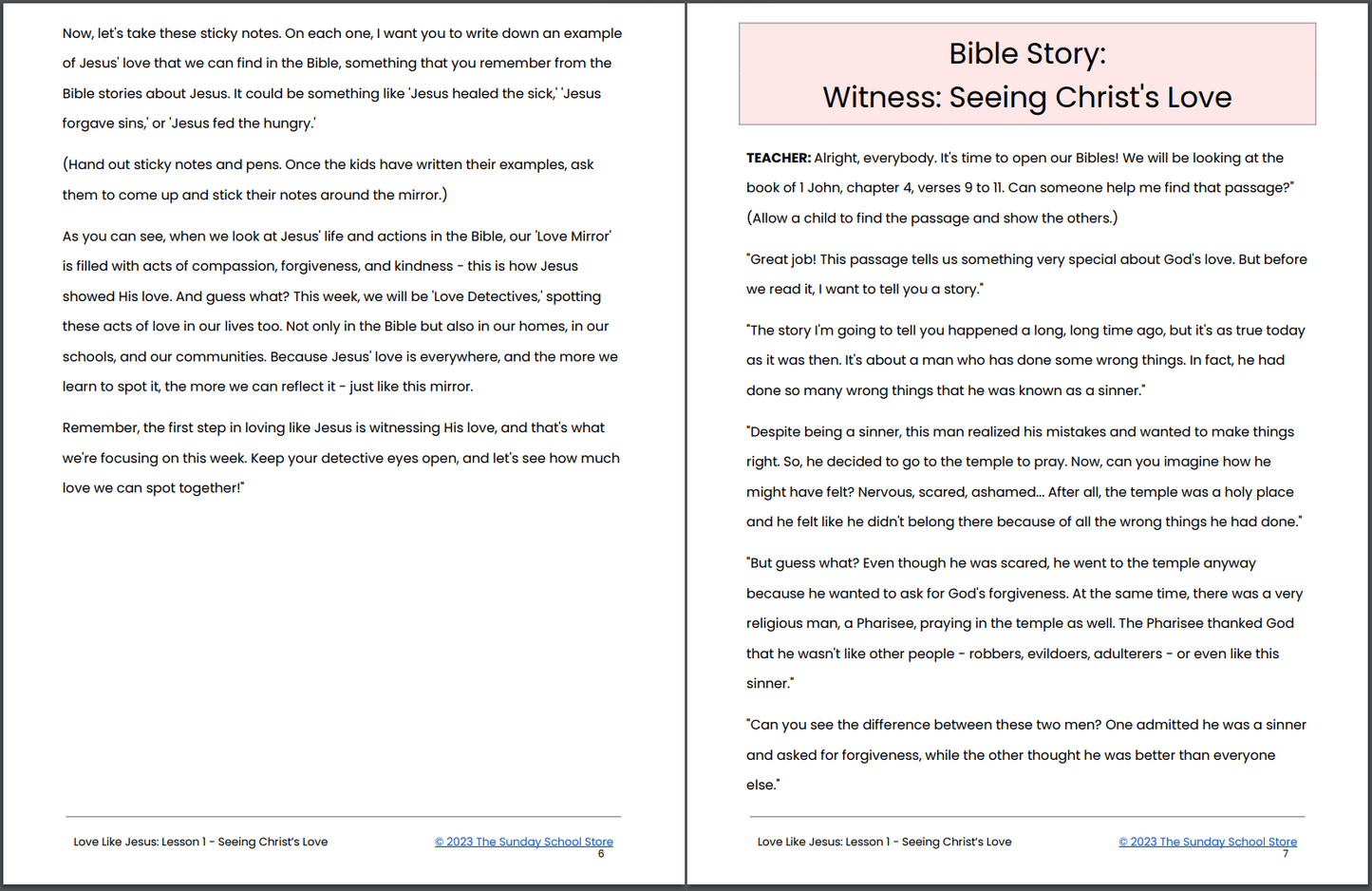 Love Like Jesus 💖 4-Lesson Sunday School Curriculum for Kids & 28-Day Kindness Challenge