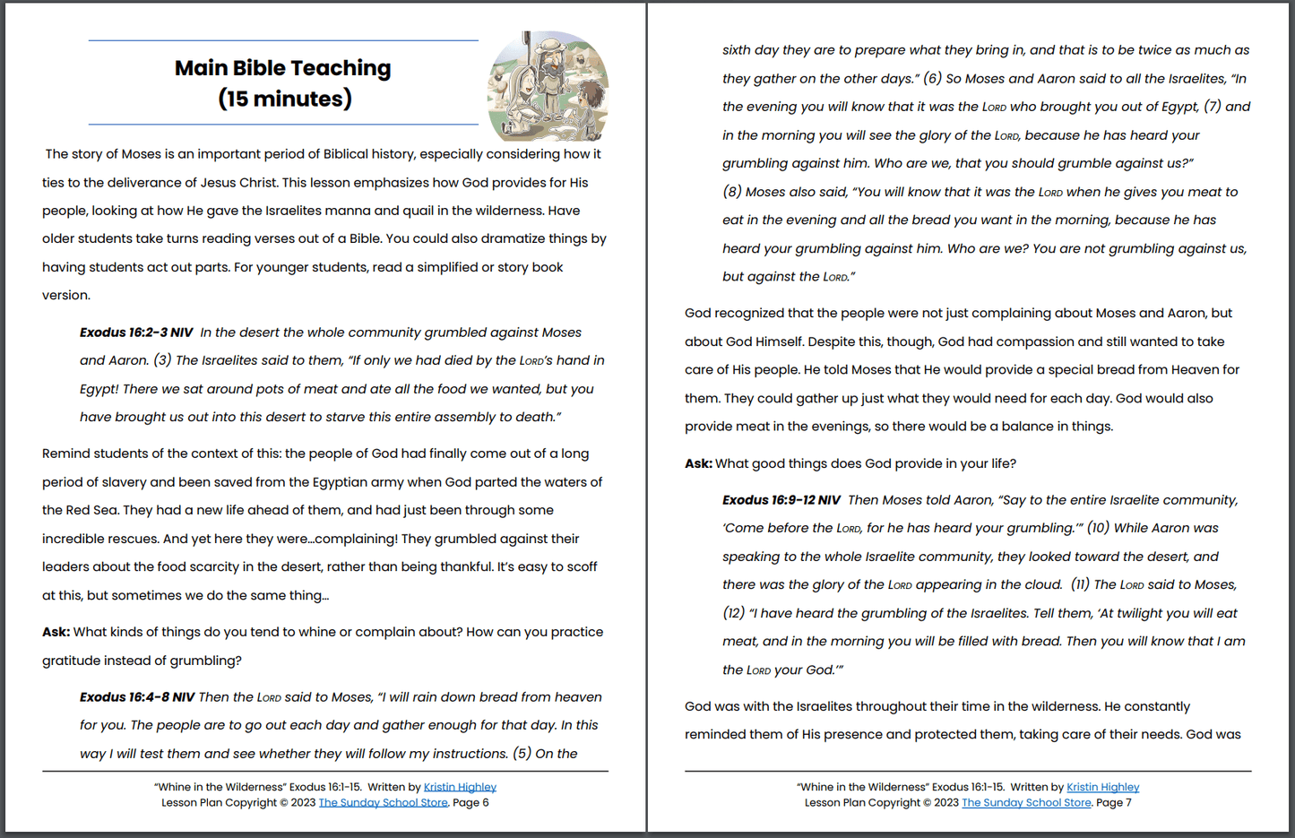 Whine in the Wilderness (Exodus 16:1-26, 31, 35) 1Printable Bible Lesson & Sunday School Activities