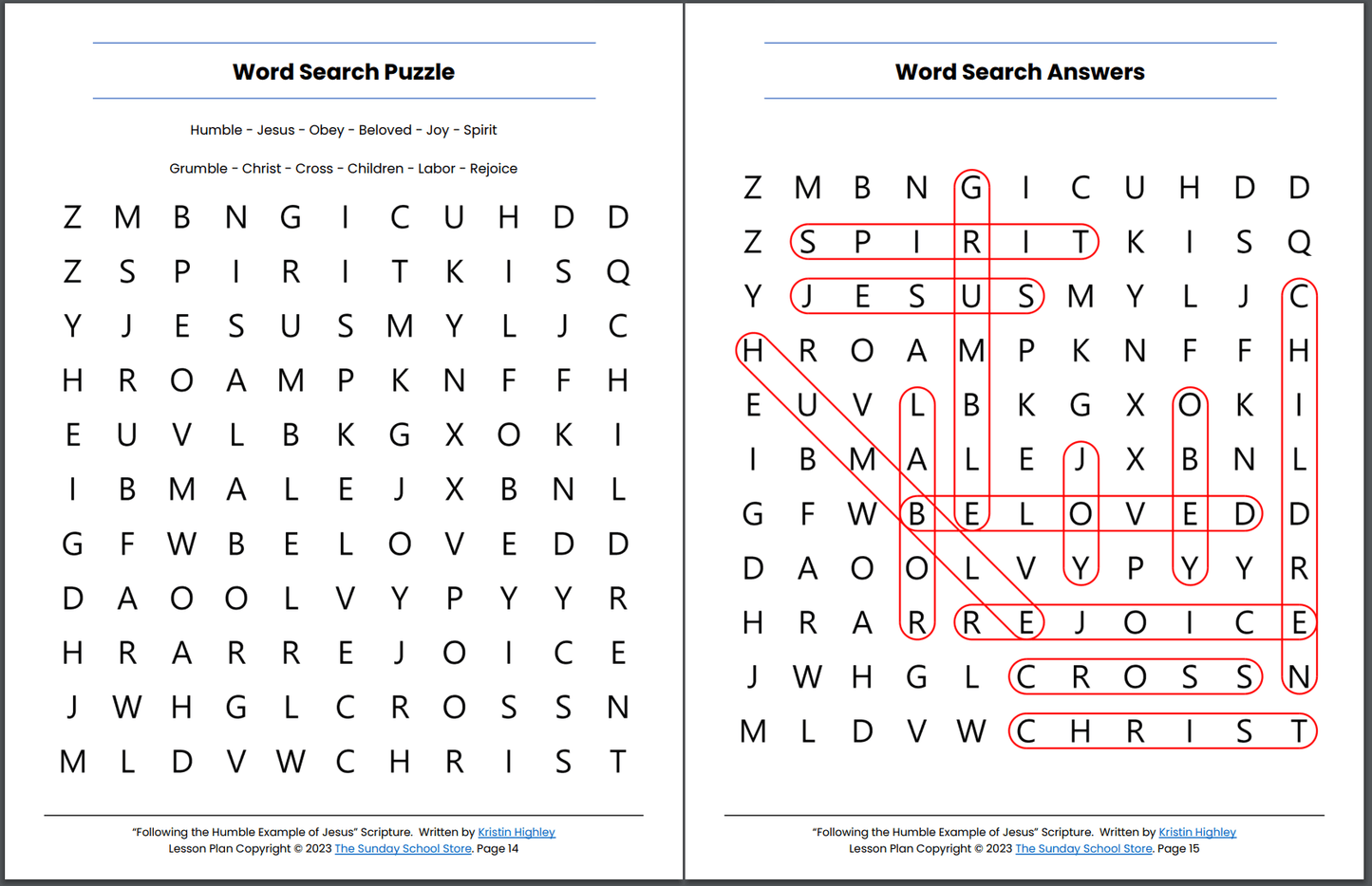 Following the Humble Example of Jesus (Philippians 2:1-18) Printable Bible Lesson & Sunday School Activities