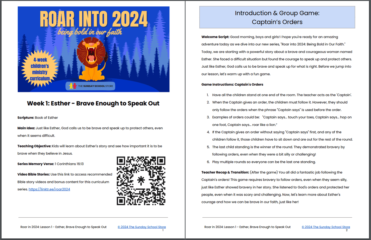 Esther - Brave Enough to Speak Out 🦁 Free Sample Lesson from "Roar into 2024"