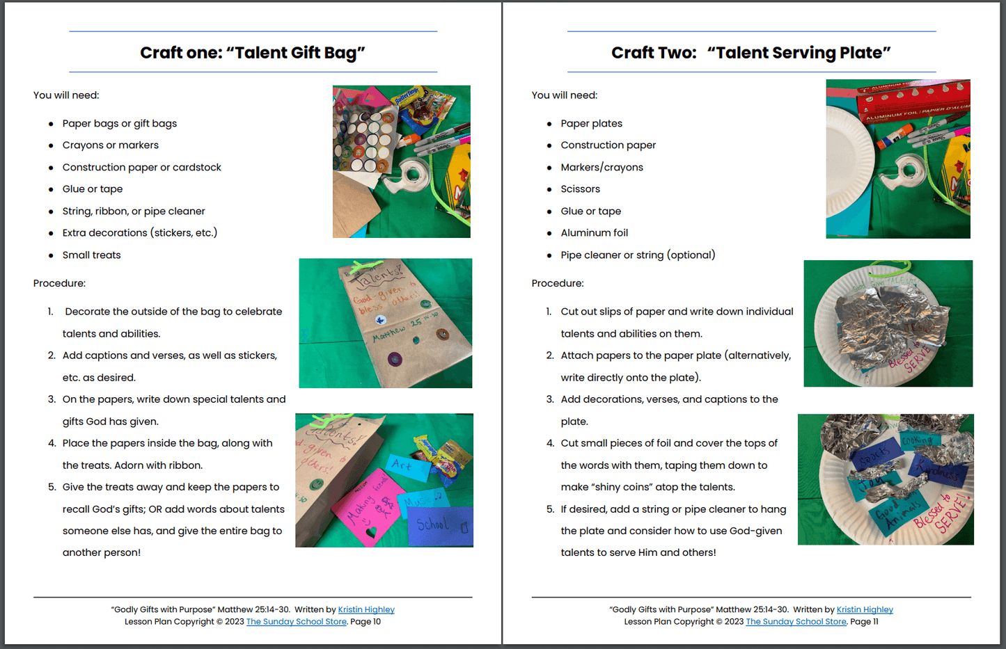 Parable of the Talents (Matthew 25:14-30) Printable Bible Lesson & Sunday School Activities