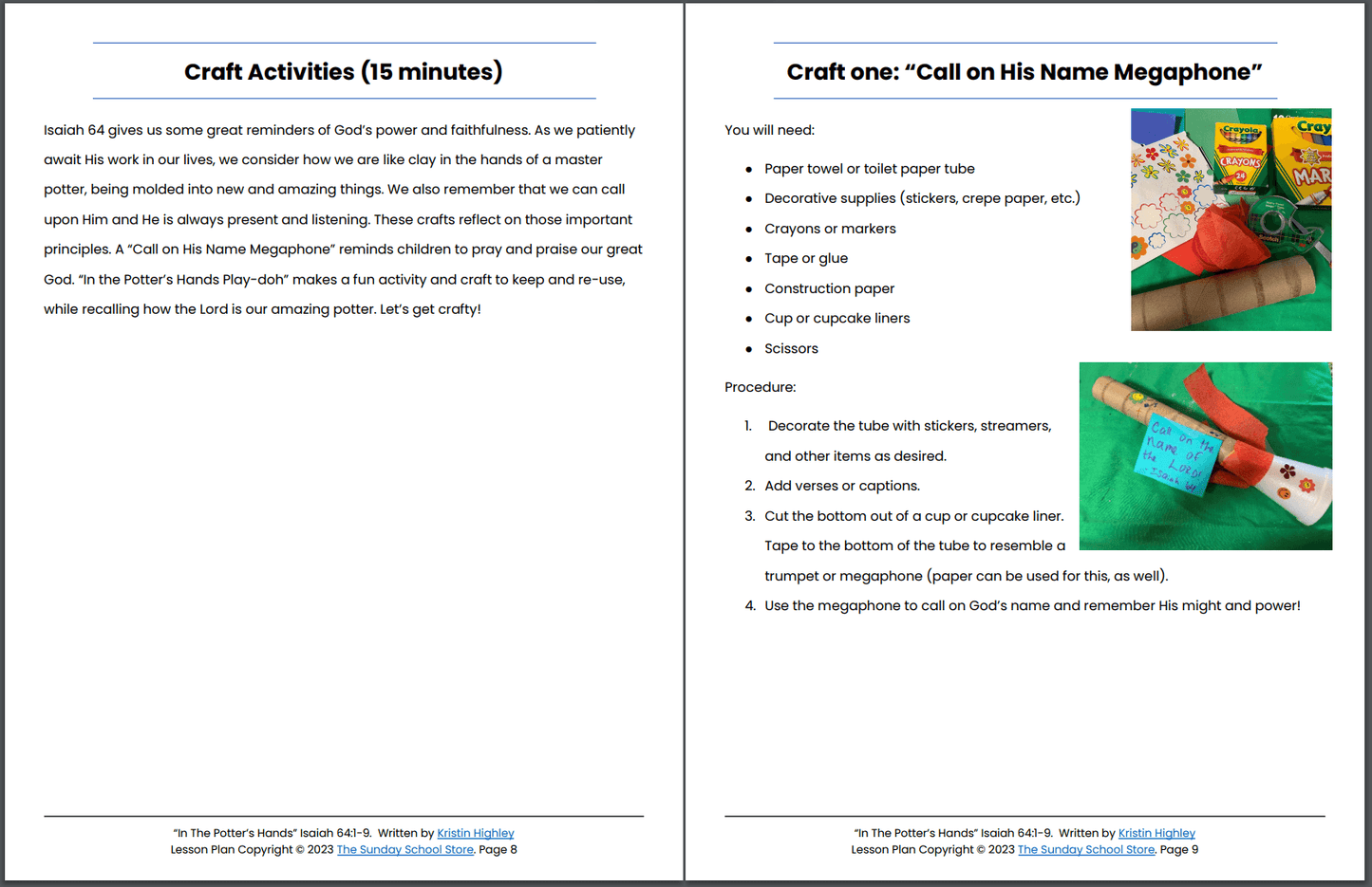 In the Potter's Hands (Isaiah 64:1-9) Printable Bible Lesson & Sunday School Activities