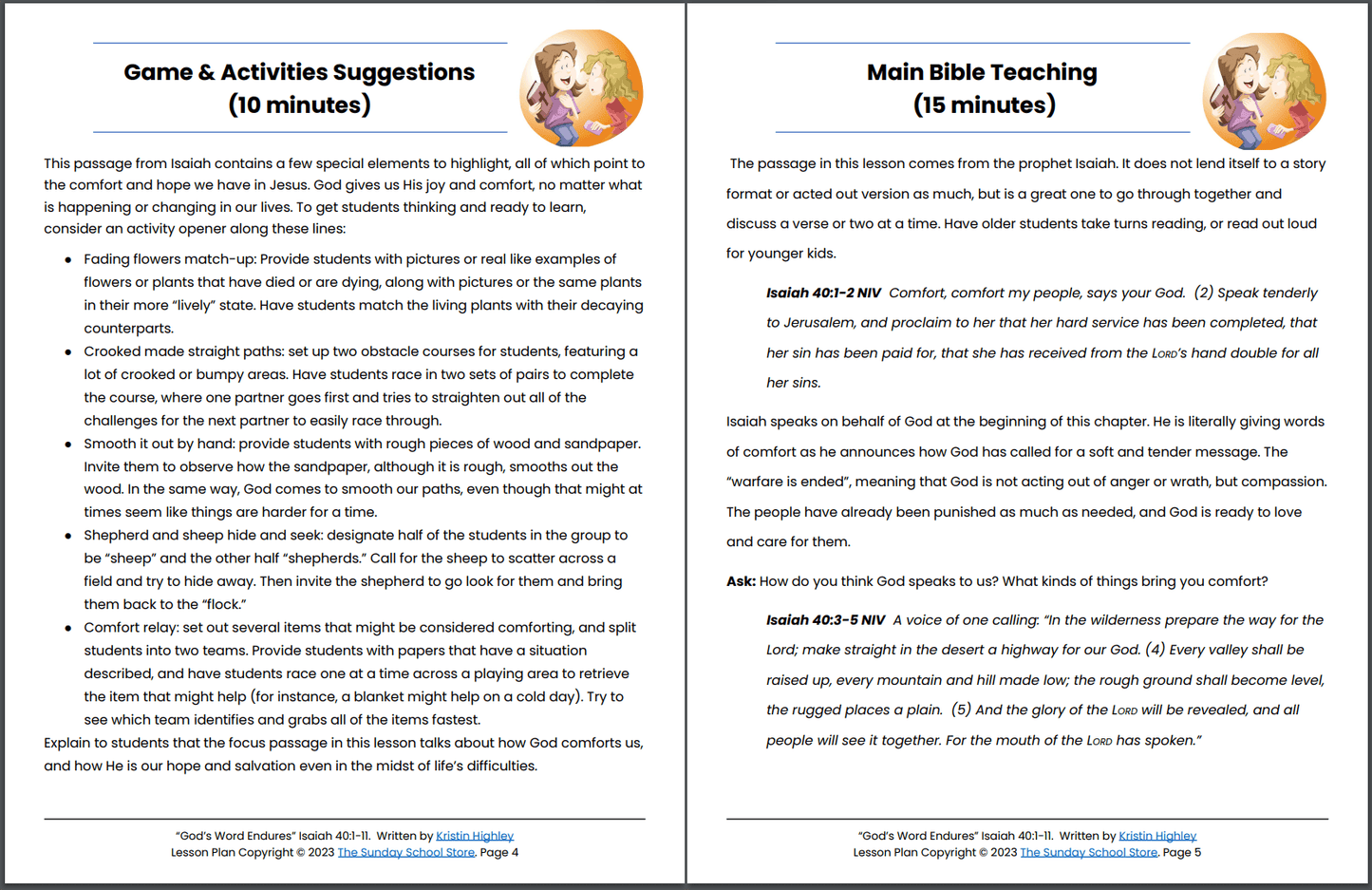 God's Word Endures (Isaiah 40:1-11) Printable Bible Lesson & Sunday School Activities